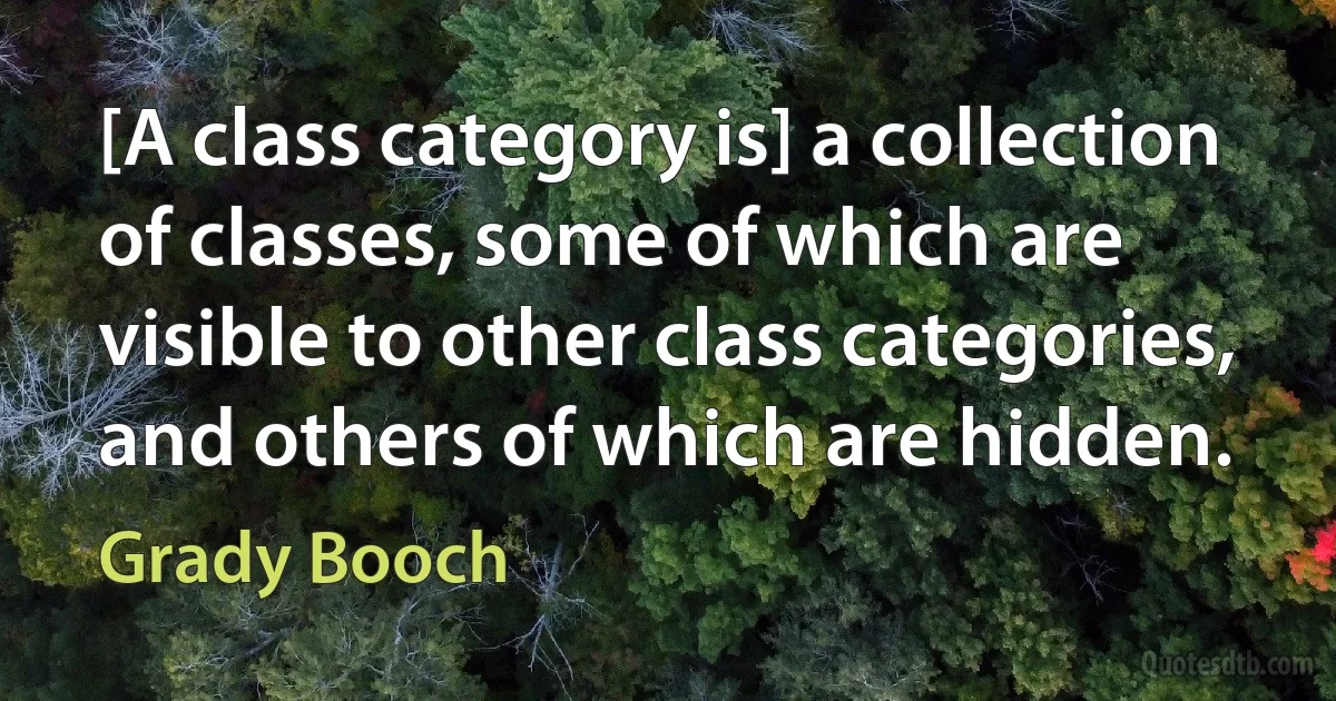 [A class category is] a collection of classes, some of which are visible to other class categories, and others of which are hidden. (Grady Booch)