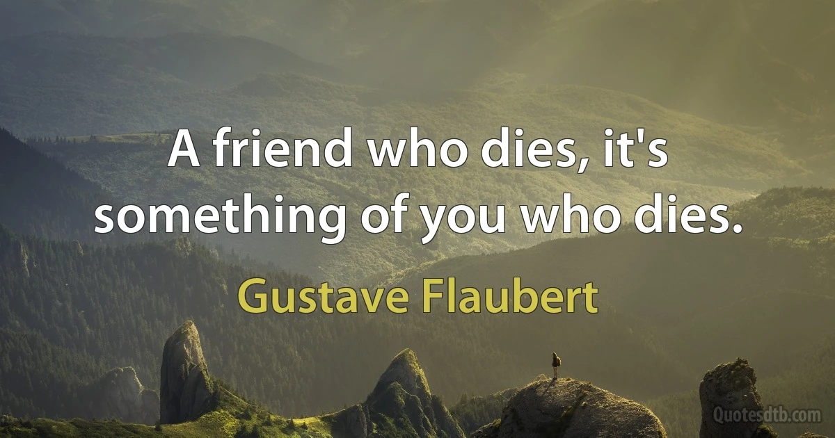 A friend who dies, it's something of you who dies. (Gustave Flaubert)