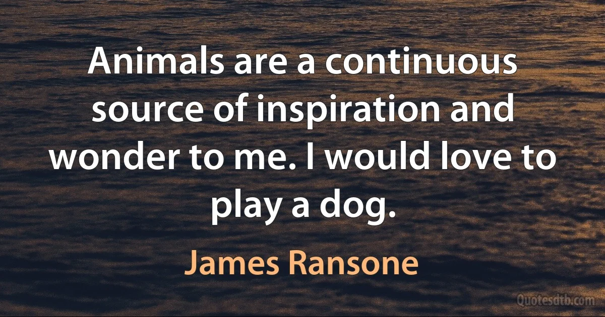 Animals are a continuous source of inspiration and wonder to me. I would love to play a dog. (James Ransone)