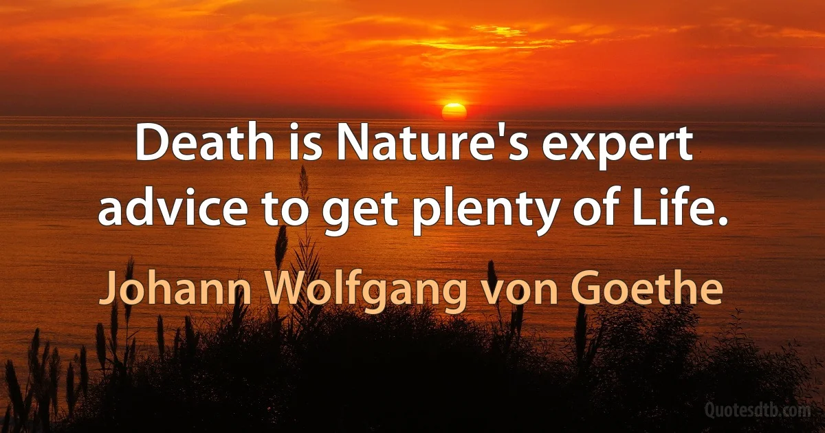 Death is Nature's expert advice to get plenty of Life. (Johann Wolfgang von Goethe)