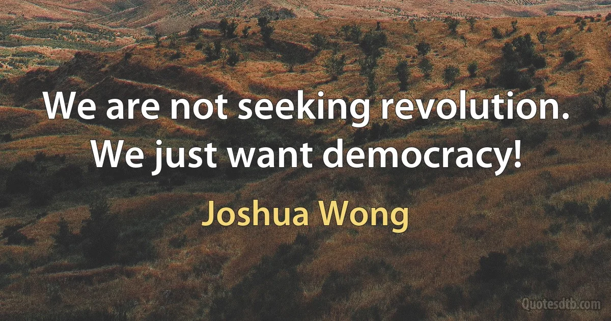 We are not seeking revolution. We just want democracy! (Joshua Wong)