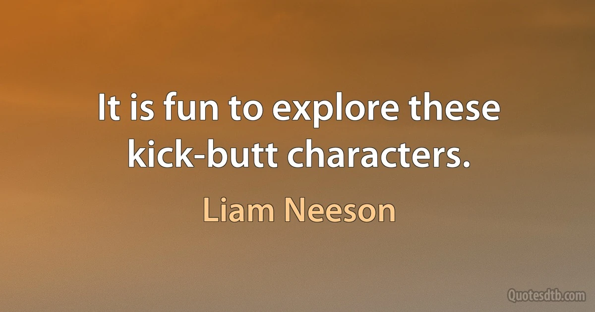 It is fun to explore these kick-butt characters. (Liam Neeson)