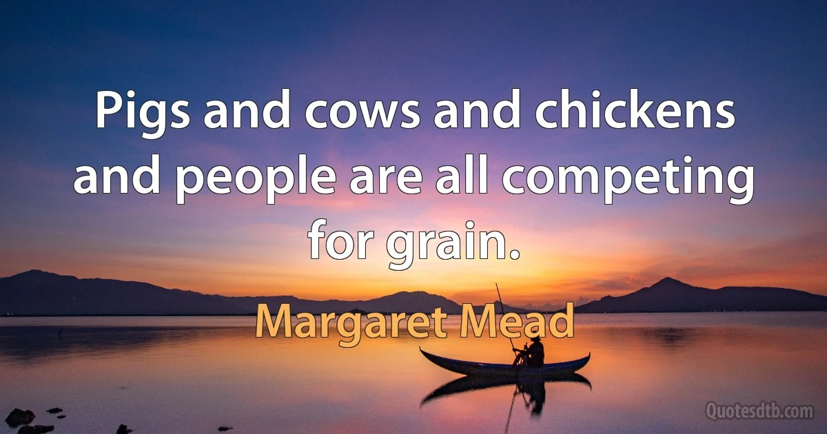 Pigs and cows and chickens and people are all competing for grain. (Margaret Mead)