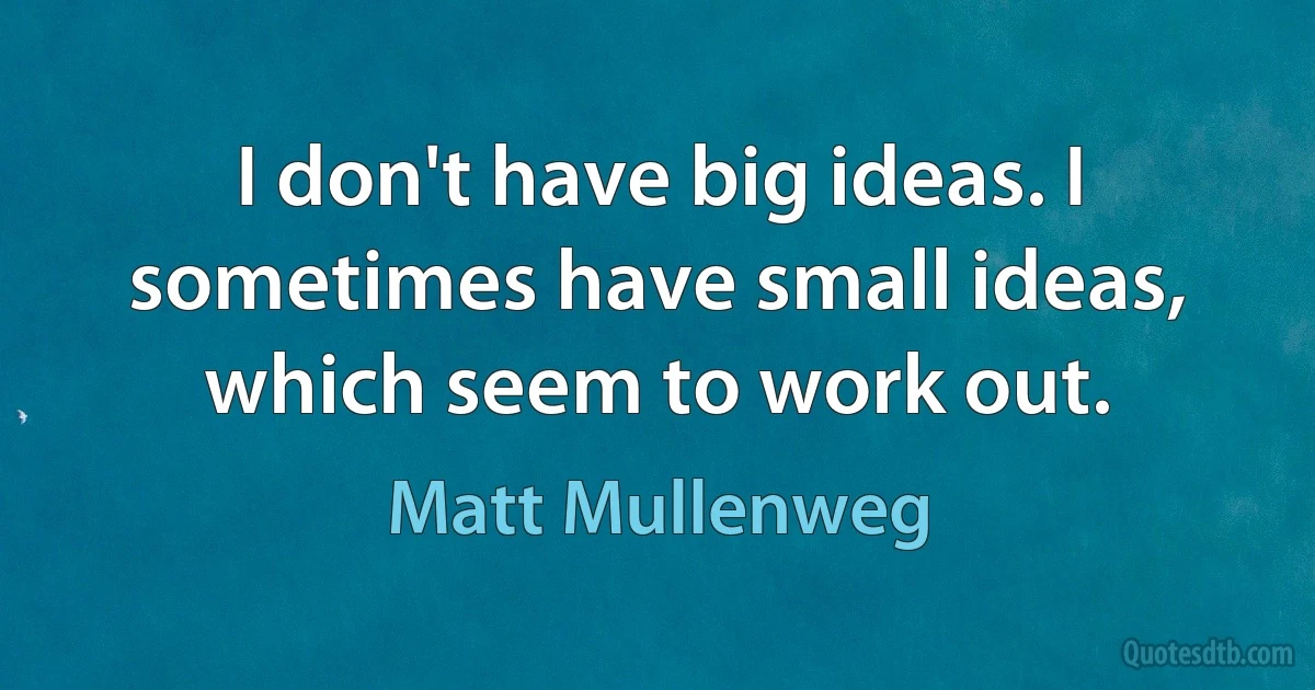 I don't have big ideas. I sometimes have small ideas, which seem to work out. (Matt Mullenweg)