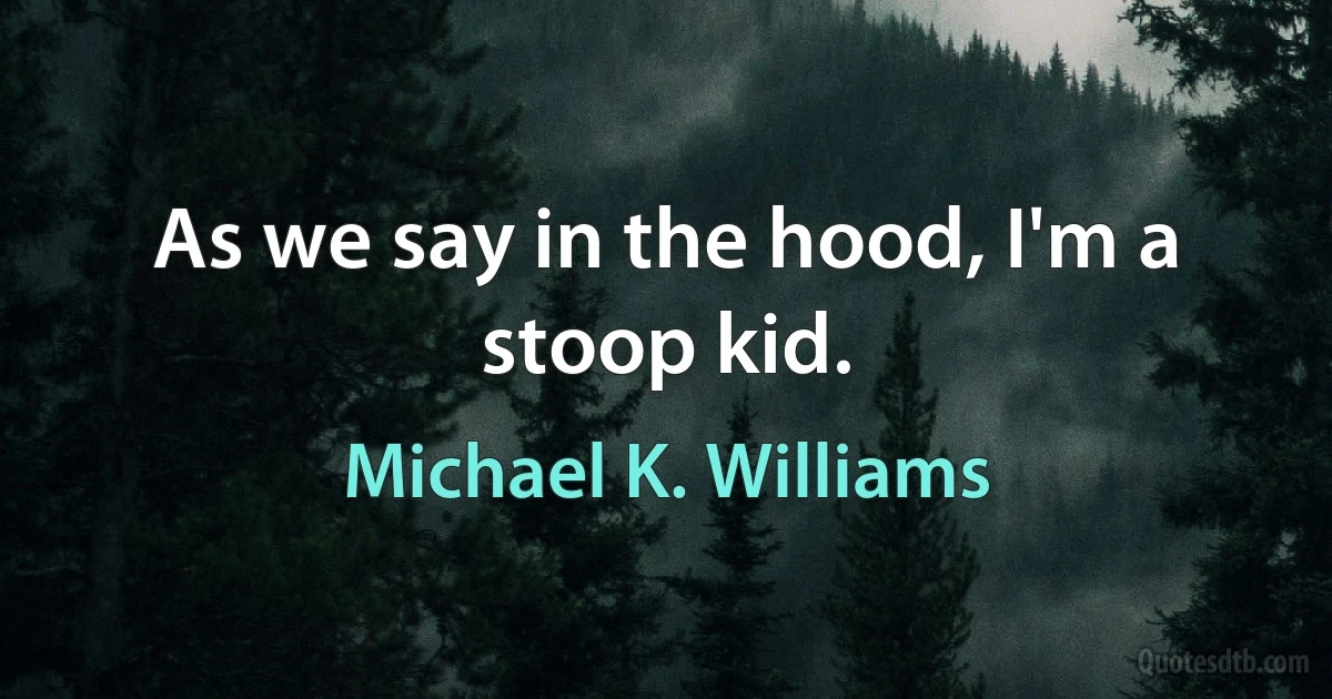 As we say in the hood, I'm a stoop kid. (Michael K. Williams)