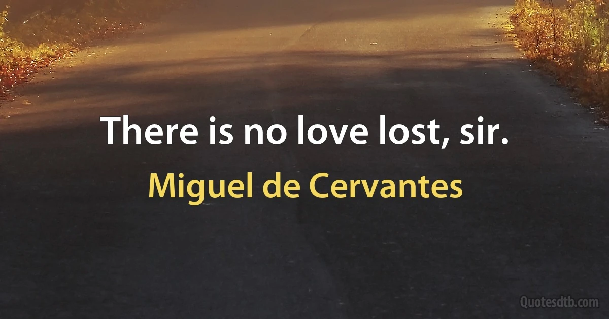 There is no love lost, sir. (Miguel de Cervantes)