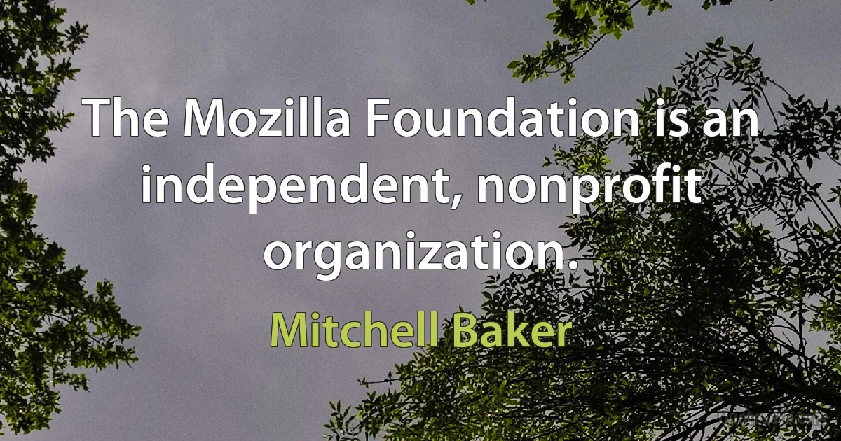 The Mozilla Foundation is an independent, nonprofit organization. (Mitchell Baker)