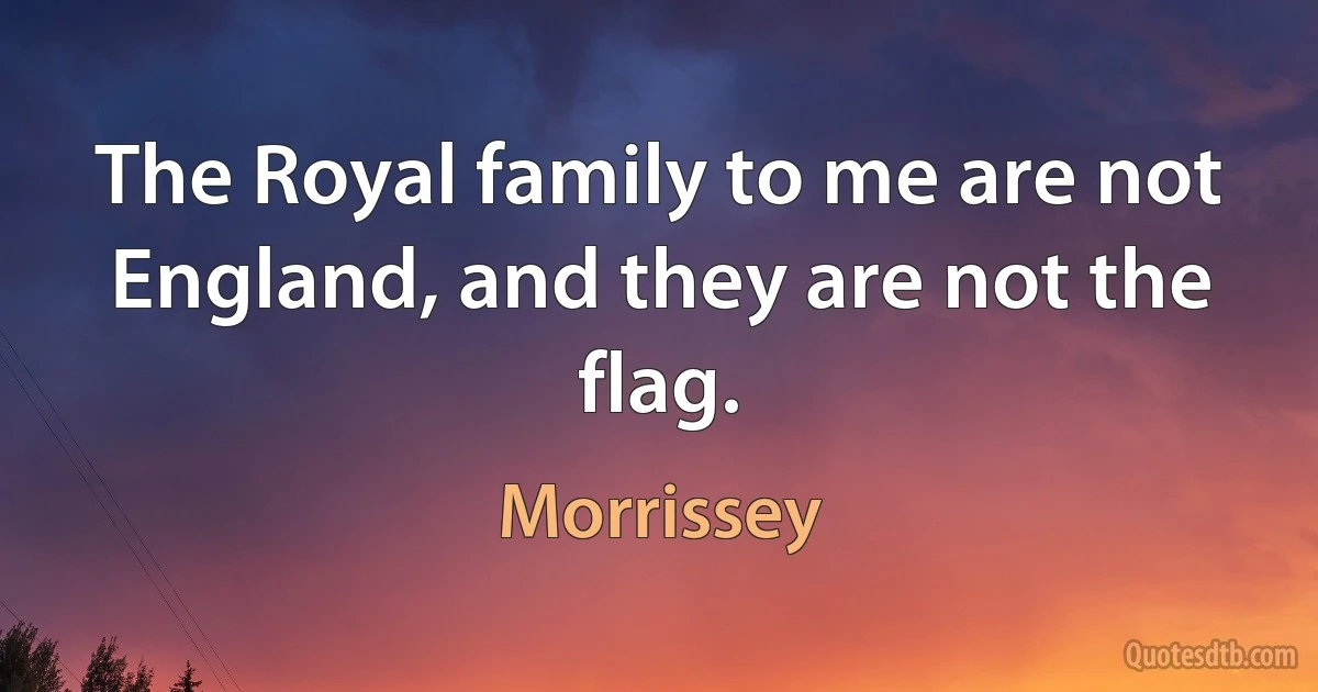 The Royal family to me are not England, and they are not the flag. (Morrissey)