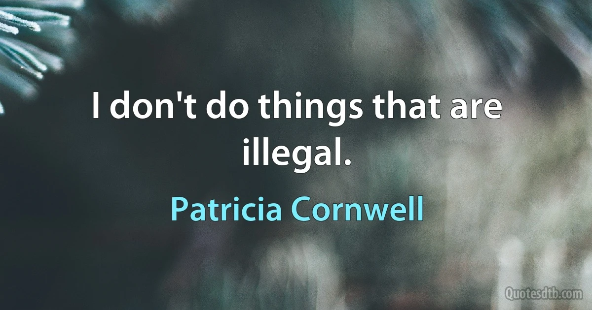 I don't do things that are illegal. (Patricia Cornwell)