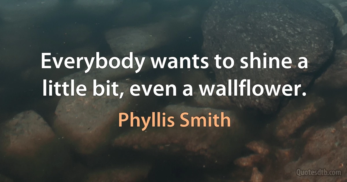 Everybody wants to shine a little bit, even a wallflower. (Phyllis Smith)