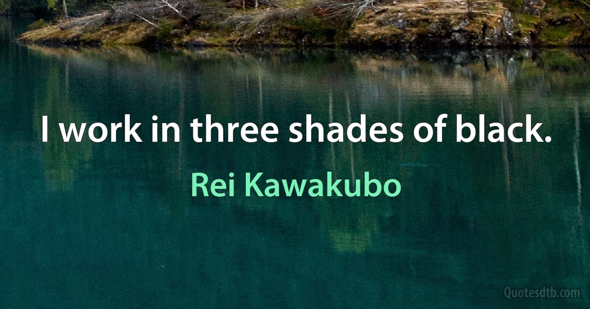 I work in three shades of black. (Rei Kawakubo)