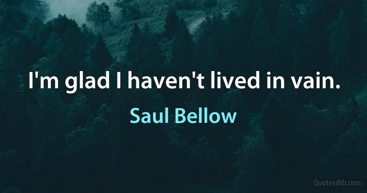 I'm glad I haven't lived in vain. (Saul Bellow)