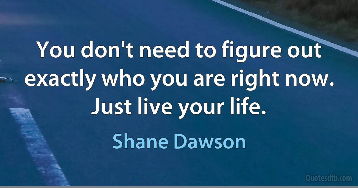 You don't need to figure out exactly who you are right now. Just live your life. (Shane Dawson)