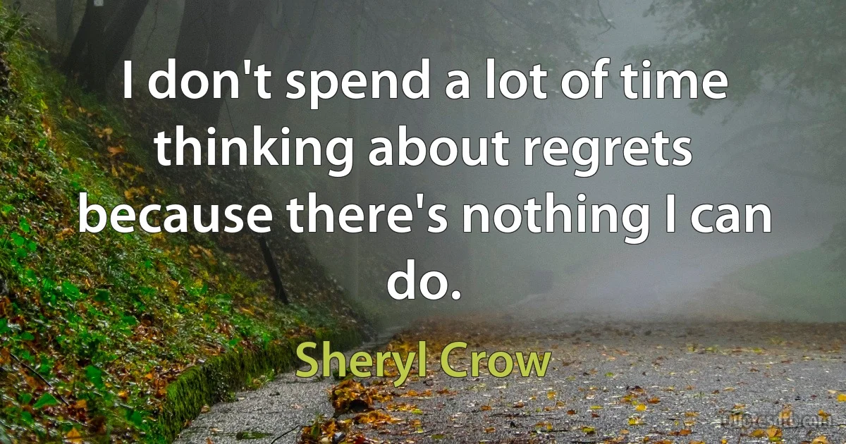 I don't spend a lot of time thinking about regrets because there's nothing I can do. (Sheryl Crow)