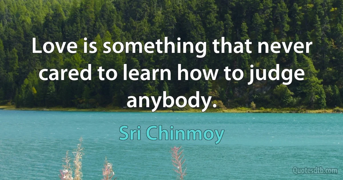 Love is something that never cared to learn how to judge anybody. (Sri Chinmoy)