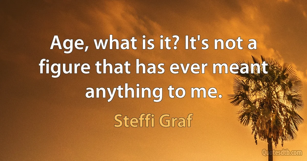 Age, what is it? It's not a figure that has ever meant anything to me. (Steffi Graf)