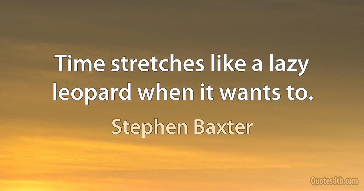 Time stretches like a lazy leopard when it wants to. (Stephen Baxter)