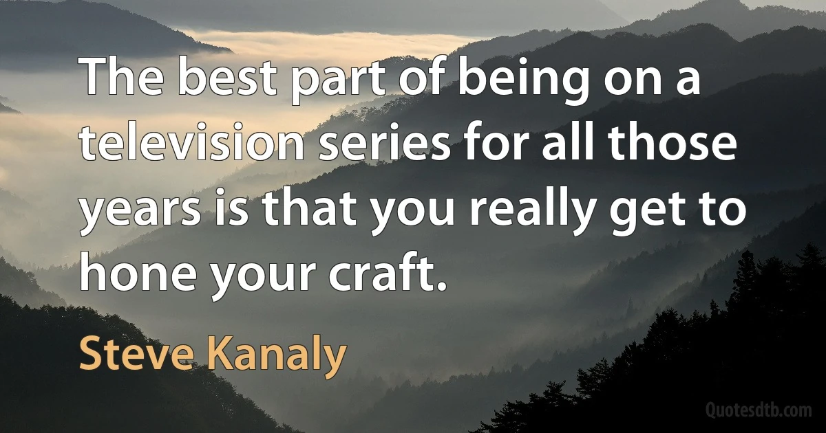 The best part of being on a television series for all those years is that you really get to hone your craft. (Steve Kanaly)