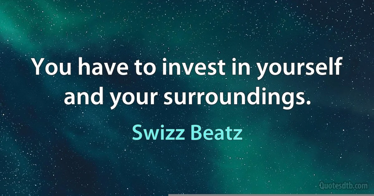 You have to invest in yourself and your surroundings. (Swizz Beatz)