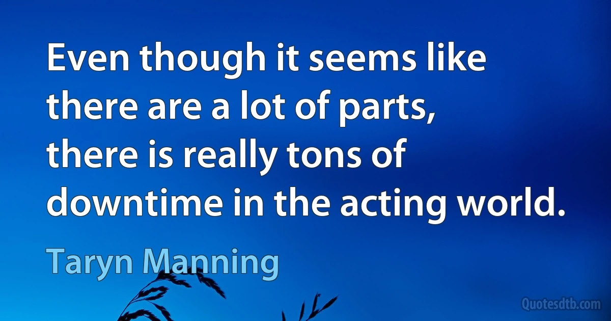 Even though it seems like there are a lot of parts, there is really tons of downtime in the acting world. (Taryn Manning)