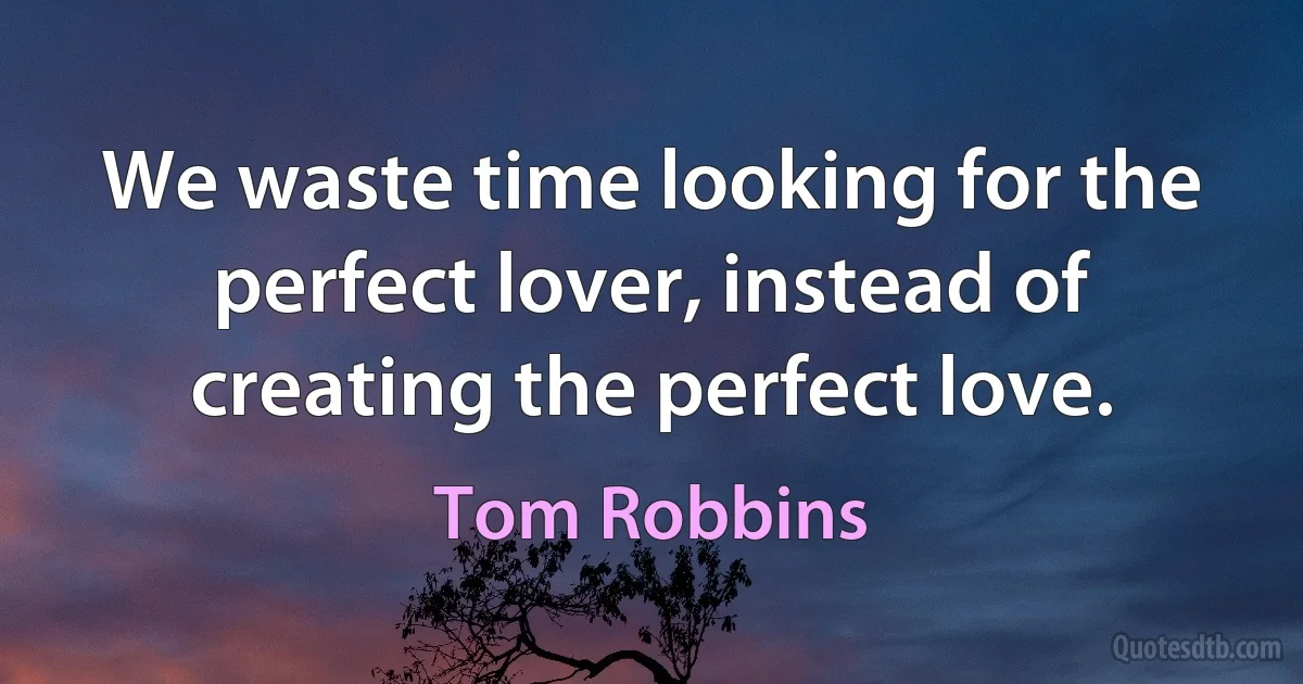 We waste time looking for the perfect lover, instead of creating the perfect love. (Tom Robbins)