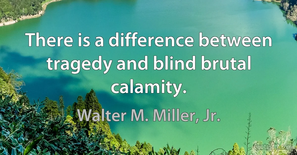 There is a difference between tragedy and blind brutal calamity. (Walter M. Miller, Jr.)