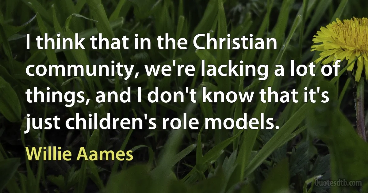 I think that in the Christian community, we're lacking a lot of things, and I don't know that it's just children's role models. (Willie Aames)