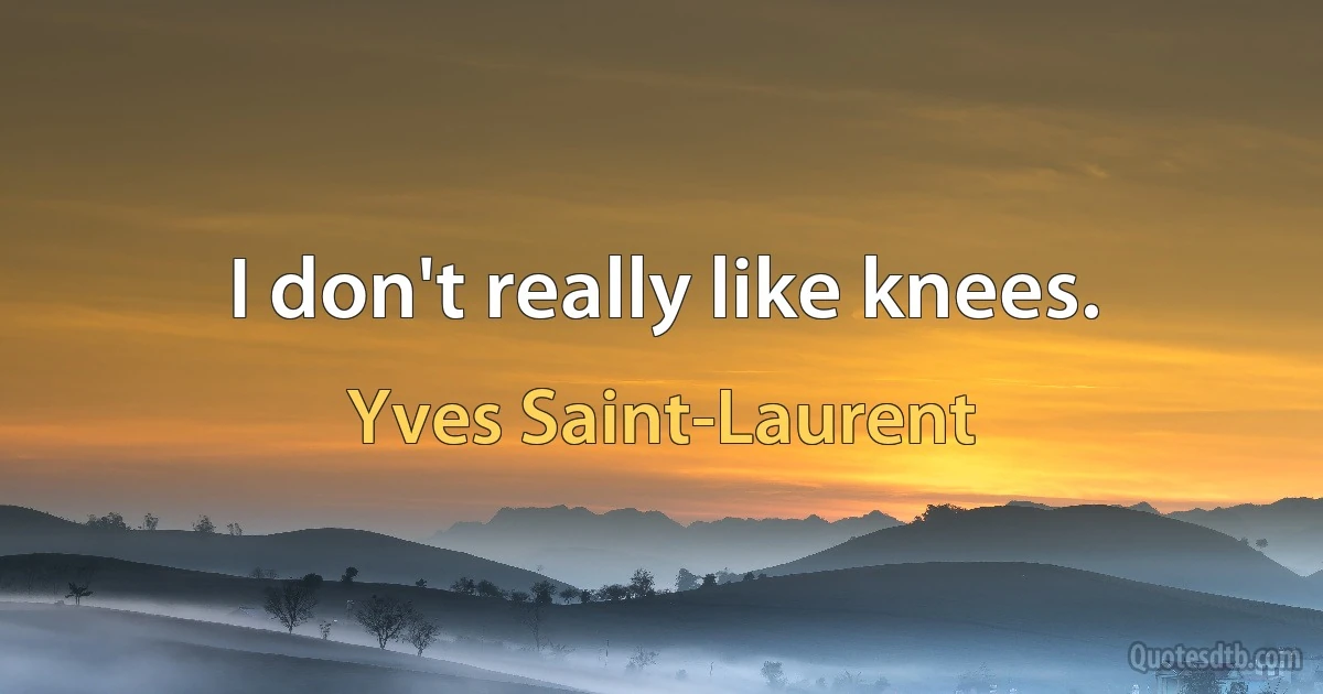 I don't really like knees. (Yves Saint-Laurent)